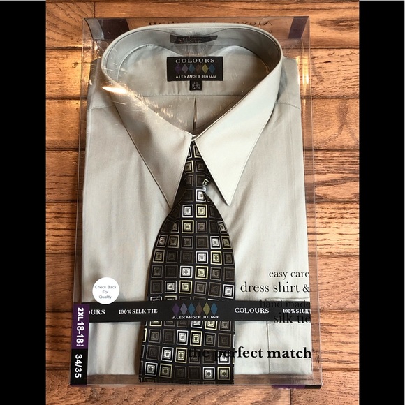Alexander Julian Colours Dress Shirt & Silk Tie - Picture 14 of 15